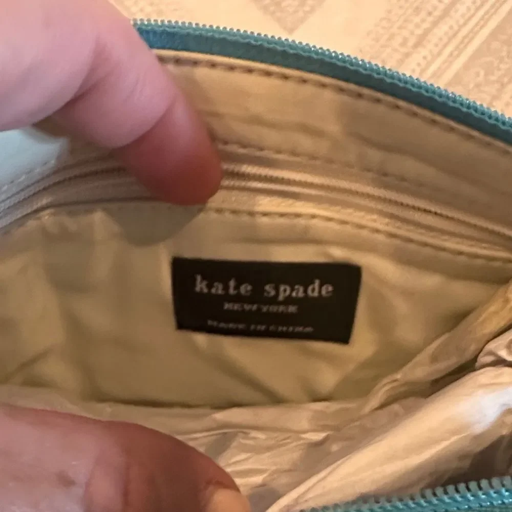 Kate Spade Blue and Green Polka Dot & Brown Striped Cosmetic Bags Set of Two